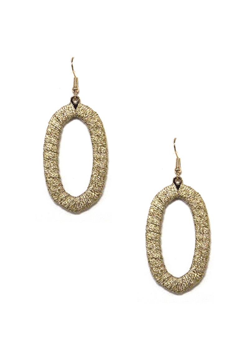 GLITTER THREAD OVAL DANGLE EARRING
