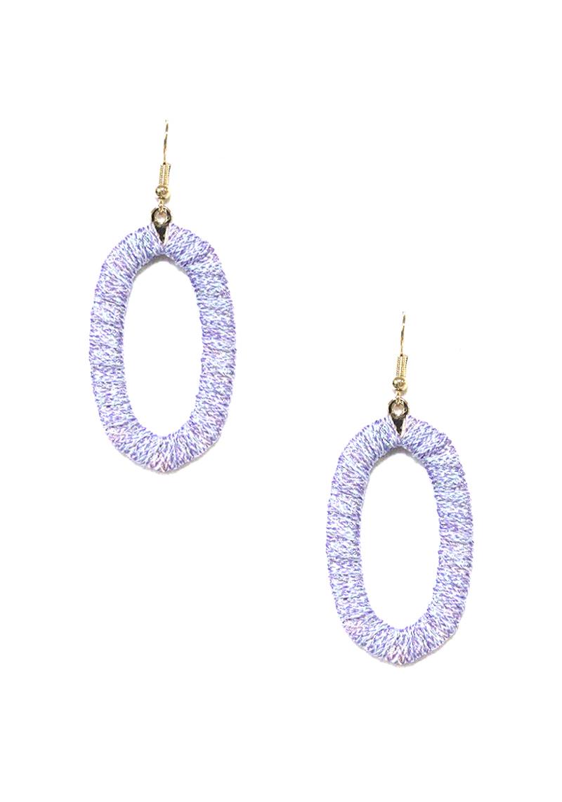 GLITTER THREAD OVAL DANGLE EARRING