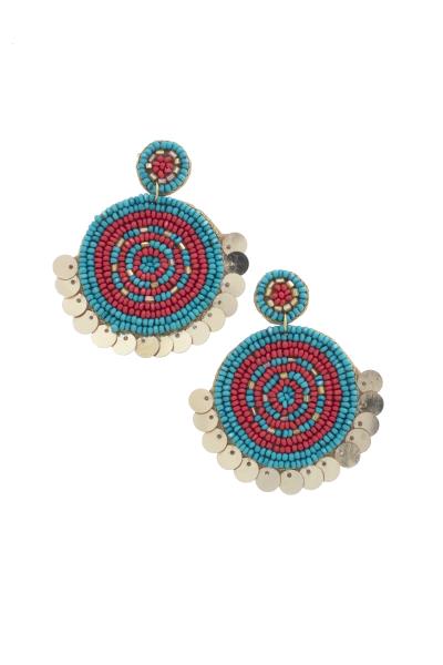 SEED BEAD DOUBLE CIRCLE POST EARRING