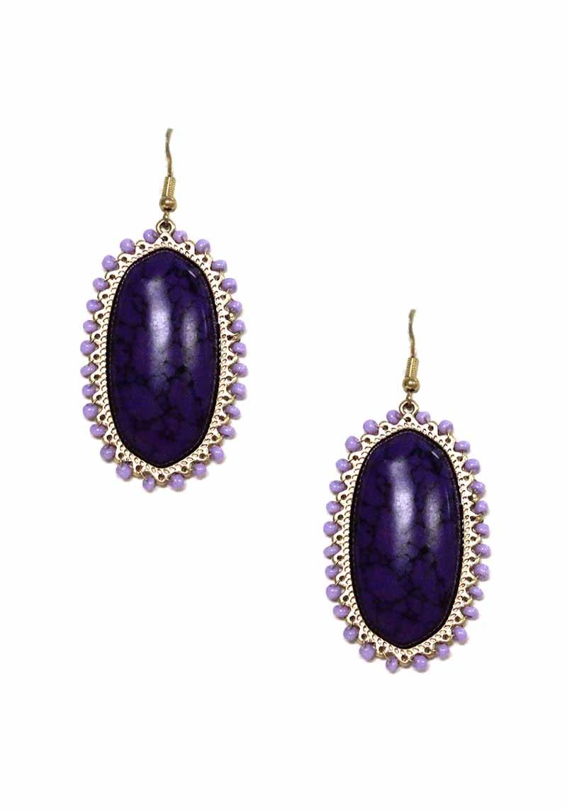 WESTERN STYLE MARBLING STONE DANGLE EARRING