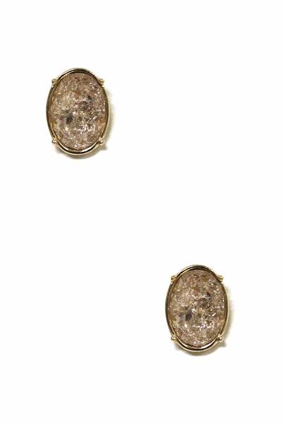 GLITTER OVAL STUD EARRING