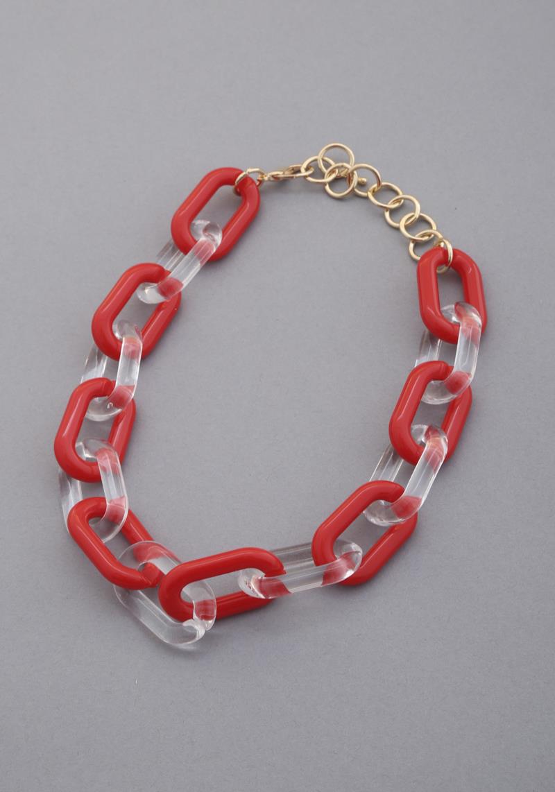 TRANSPARENT OVAL LINK LAYERED NECKLACE