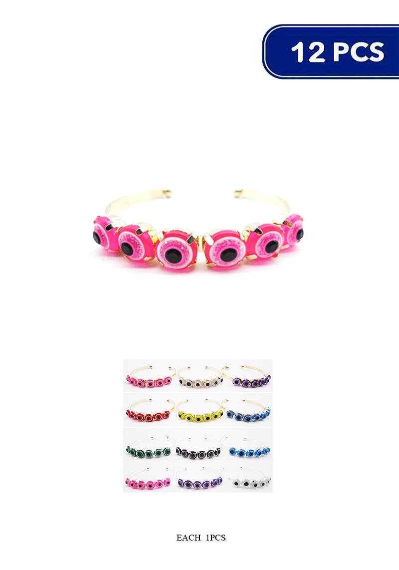 FASHION EYE COLOR PATTERN METAL BRACELET (12 UNITS)