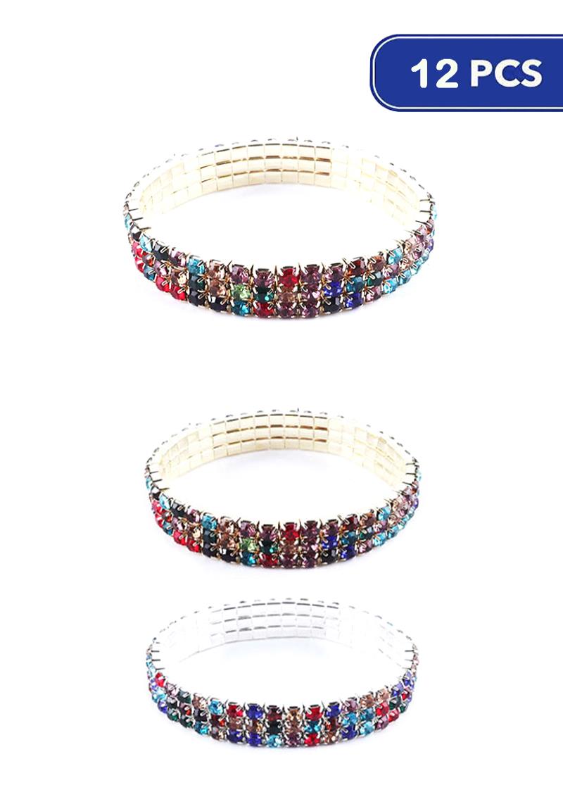 FASHION RHINESTONE STRETCH BRACELET (12 UNITS)