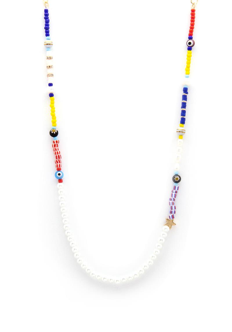 PEARL RUBBER DISK BEAD NECKLACE