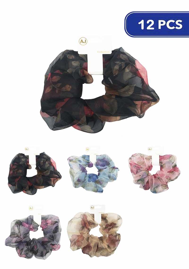 FASHION TULLE HAIR SCRUNCHIES (12 UNITS)