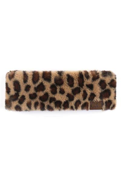 CC FAUX FUR HEADWRAP WITH LEOPARD PATTERN