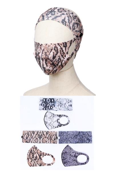 FASHION CHIC FACE MASK WITH HEAD BAND SET - 12 PCS