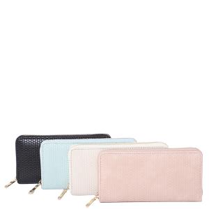 SMOOTH COLOR TEXTURE ZIPPER WALLET
