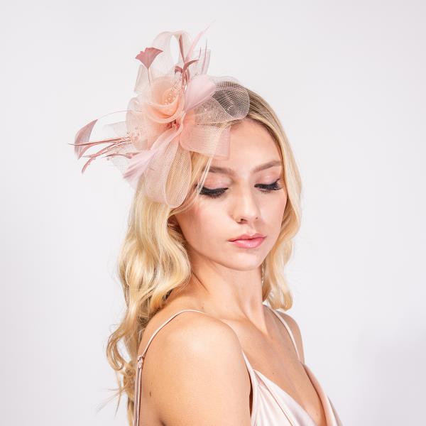 FEATHER MESH FLOWER FASCINATOR