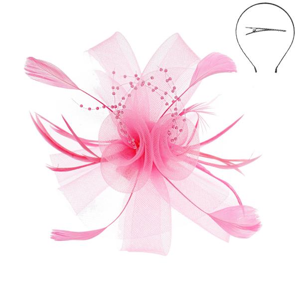 FEATHER MESH FLOWER FASCINATOR