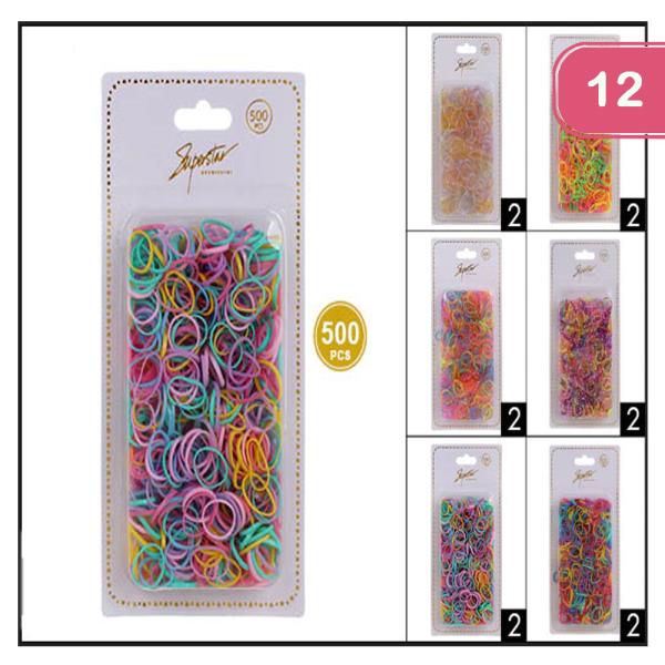 FASHION MINI HAIR TIE 500PC SET (12 UNITS)