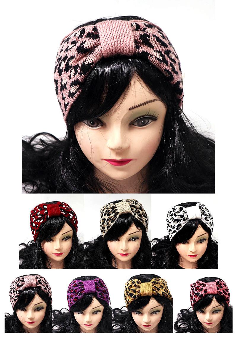 LEOPARD PRINT KNITTED HEAD BAND - 12 PCS.