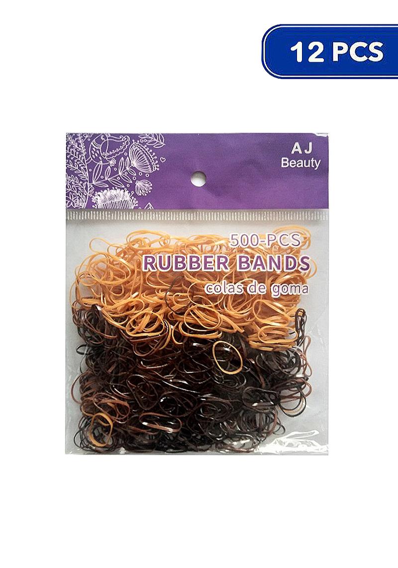 500 PC DOUBLE BROWN TONE HAIR TIE RUBBER BANDS (12 UNITS)