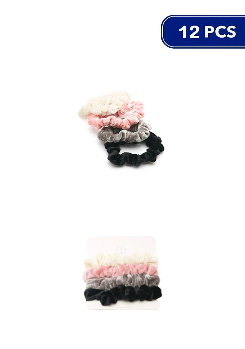 SOFT COLOR HAIR 4 PC SCRUNCHIES (12 UNITS)
