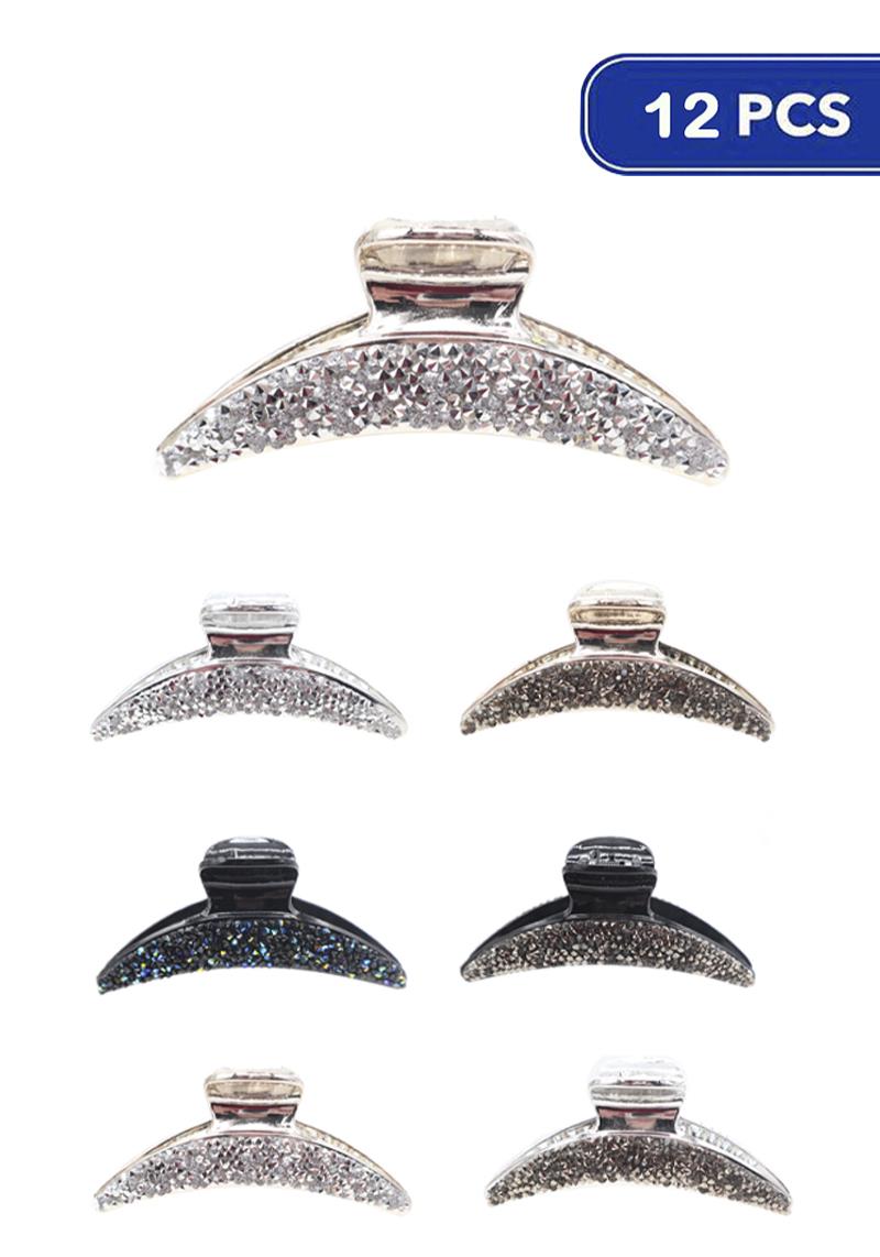 FASHION GLITTER STONE HAIR CLAW CLIPS (12 UNITS)