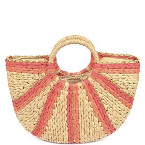 TWO TONED STRAW TOTE BAG
