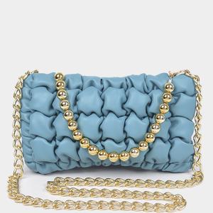 QUILTED FAUX LEATHER CHAIN SHOULDER BAG