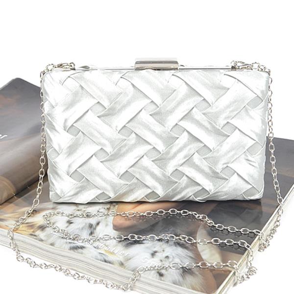 CROSS HATCHED CHAIN CLUTCH BAG