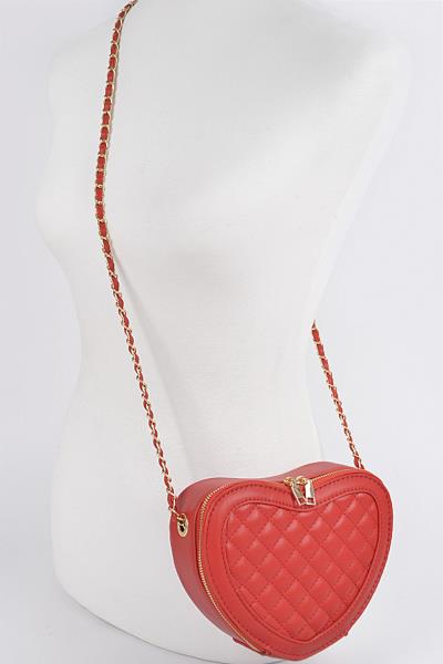 QUILTED HEART SHAPE CROSSBODY BAG