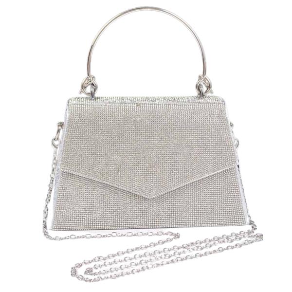 RHINESTONE METAL HANDLE BAG