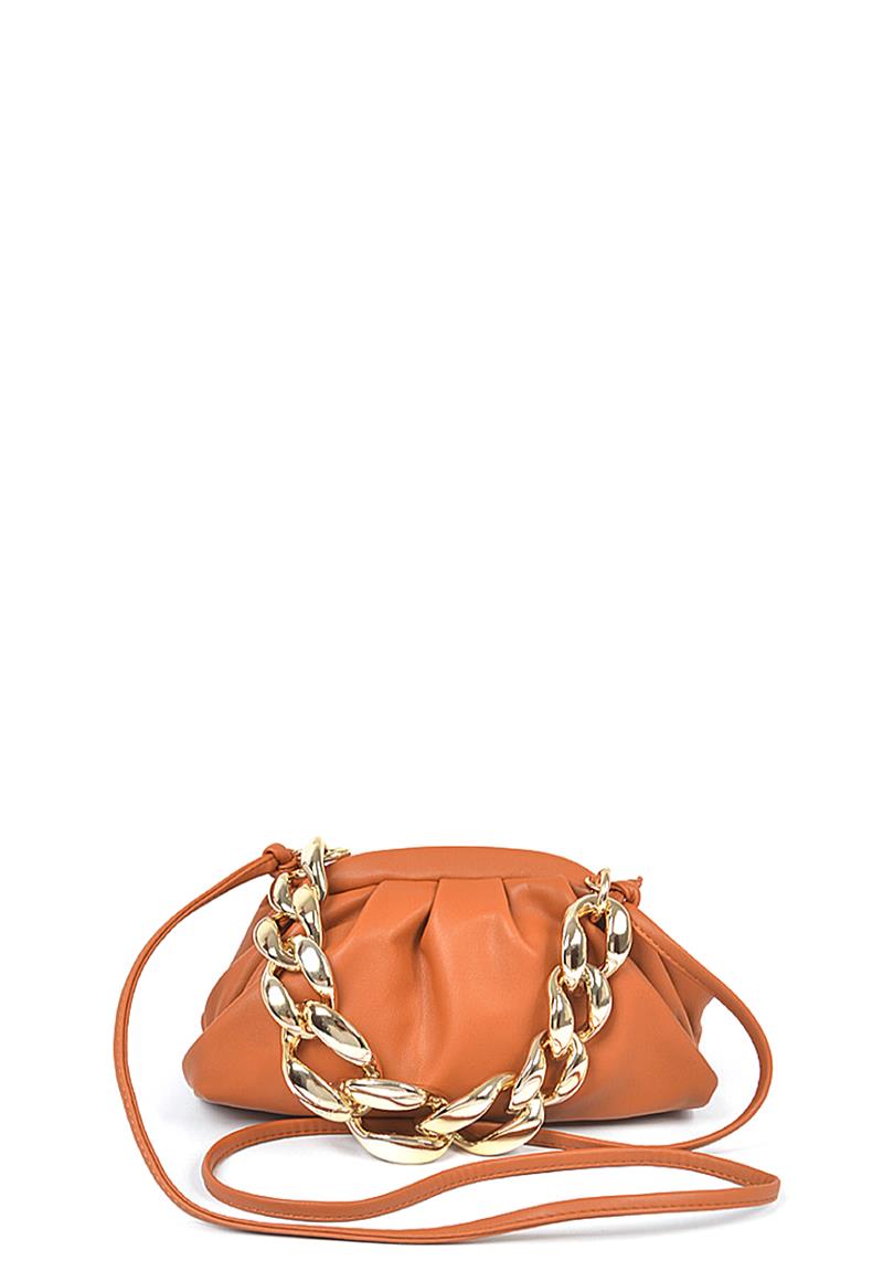 FAUX LEATHER OVERSIZED CHAIN CLUTCH