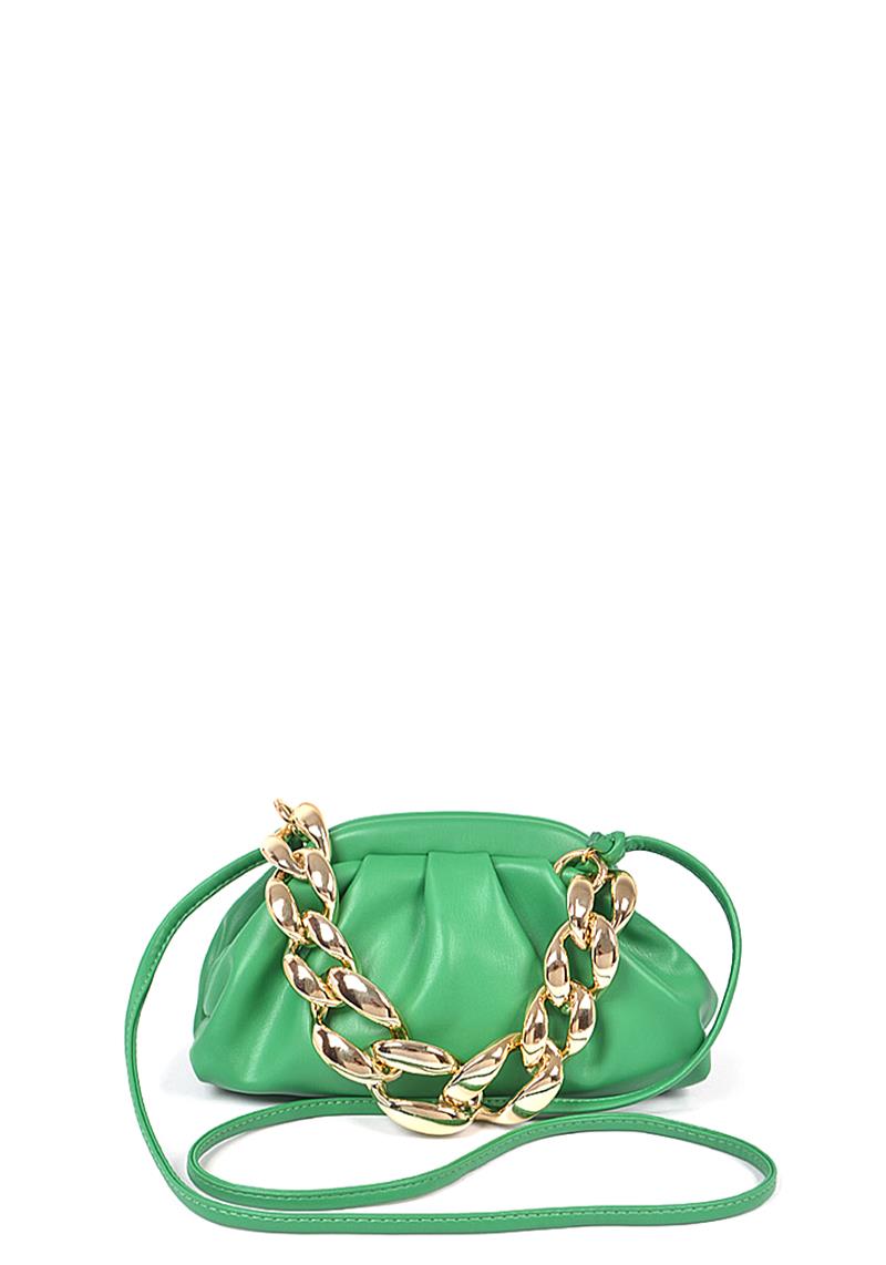 FAUX LEATHER OVERSIZED CHAIN CLUTCH
