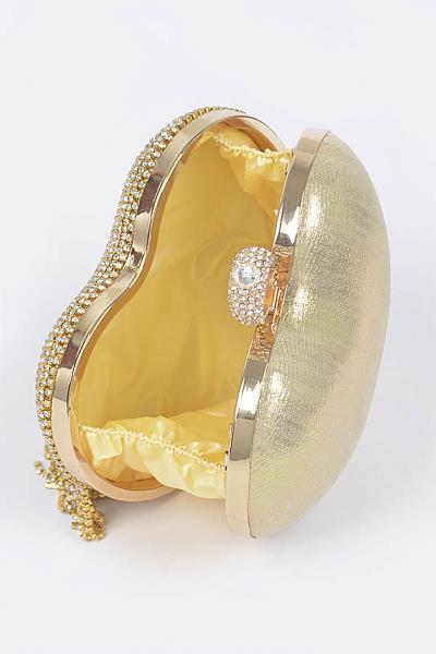 RHINESTONE FRINGE HEART SHAPE PARTY BAG