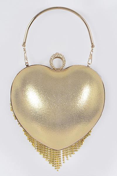 RHINESTONE FRINGE HEART SHAPE PARTY BAG