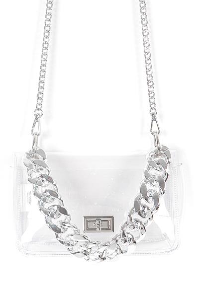 CLEAR OVERSIZED CHAIN CROSSBODY BAG
