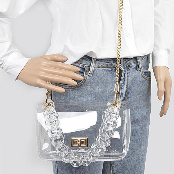 CROSS CHAIN BODY VISIBLY CLEAR CLUTCH