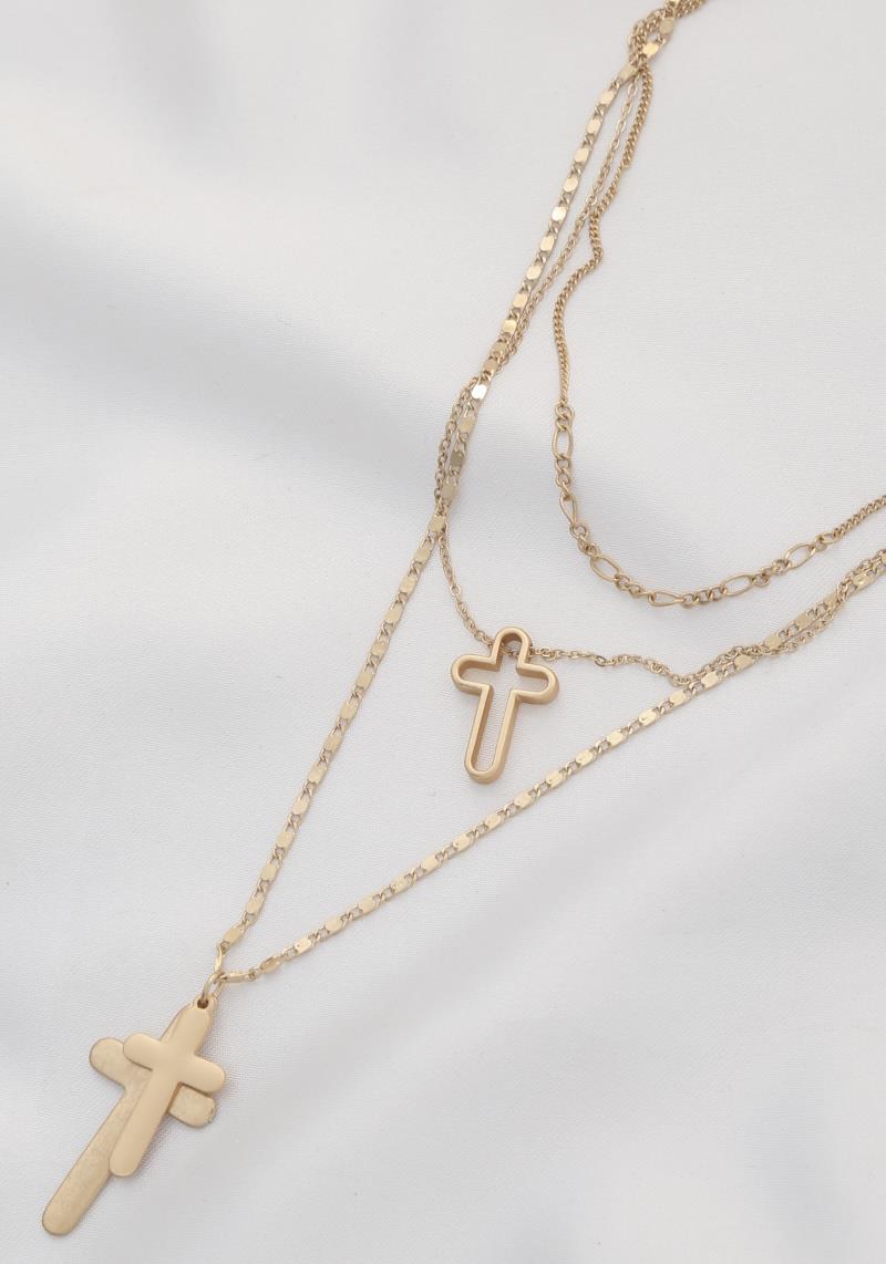 CROSS CHARM LAYERED NECKLACE