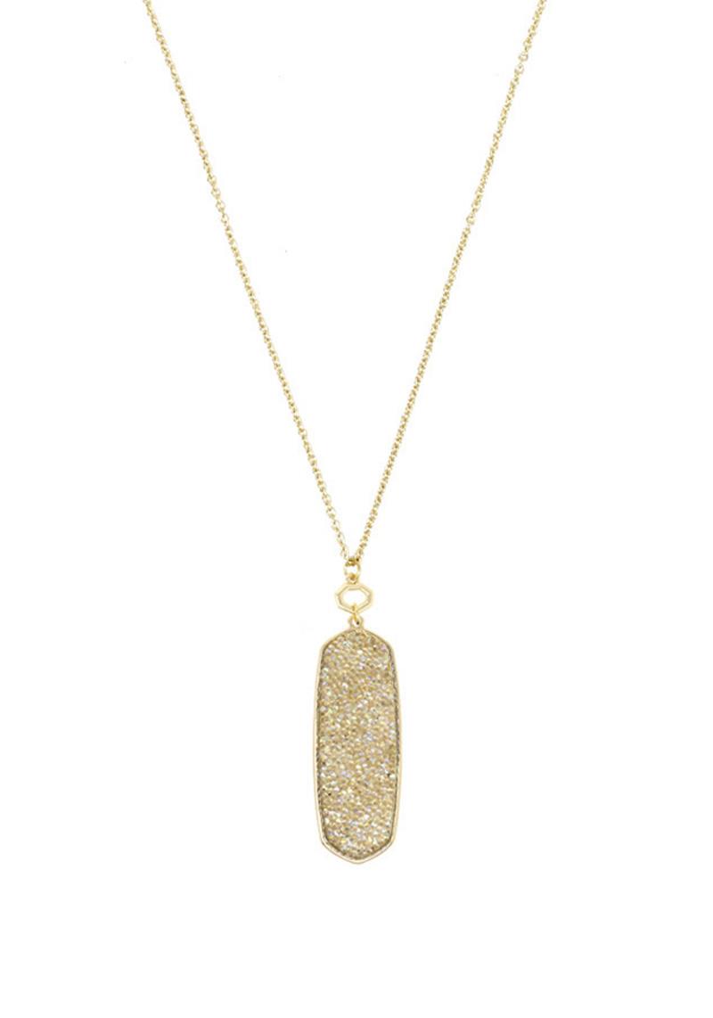 FASHION GLITTER PENDANT LONG NECKLACE