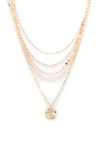 HAMMERED COIN CHARM LAYERED NECKLACE