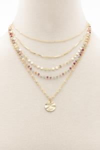 HAMMERED COIN CHARM LAYERED NECKLACE