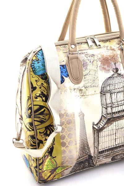 STYLISH BUILDING CAGE FLOWER BUTTERFLY TRAVEL LARGE DUFFEL BAG