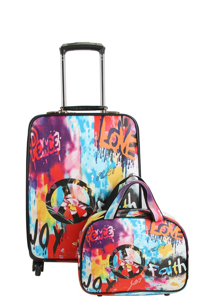 WORDS PAINT PRINT TRAVEL LUGGAGE WITH HANDLE BAG SET