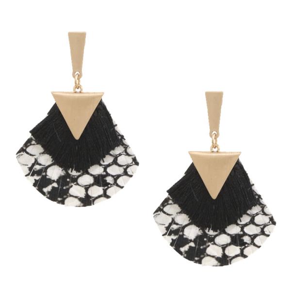 ANIMAL PRINT FAN TASSEL DANGLE EARRING