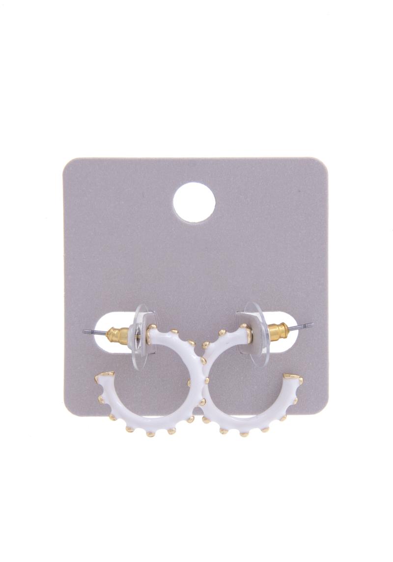 BALL BEAD ENAMEL OPEN CIRCLE EARRING