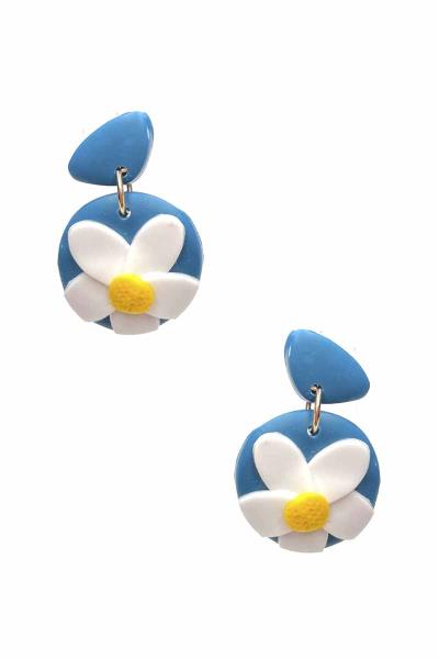 FASHION CLAY FLOWER DANGLE EARRING