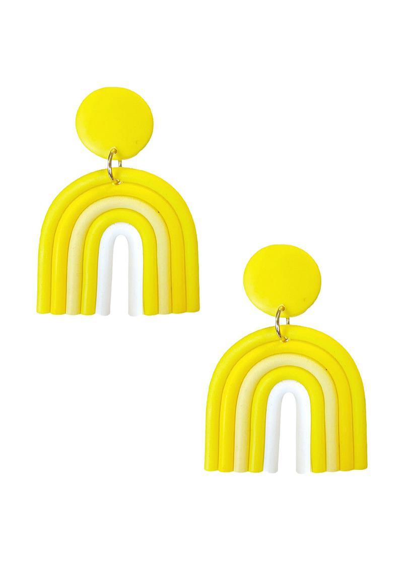 MULTI COLOR TONE CLAY RAINBOW CURVE EARRING