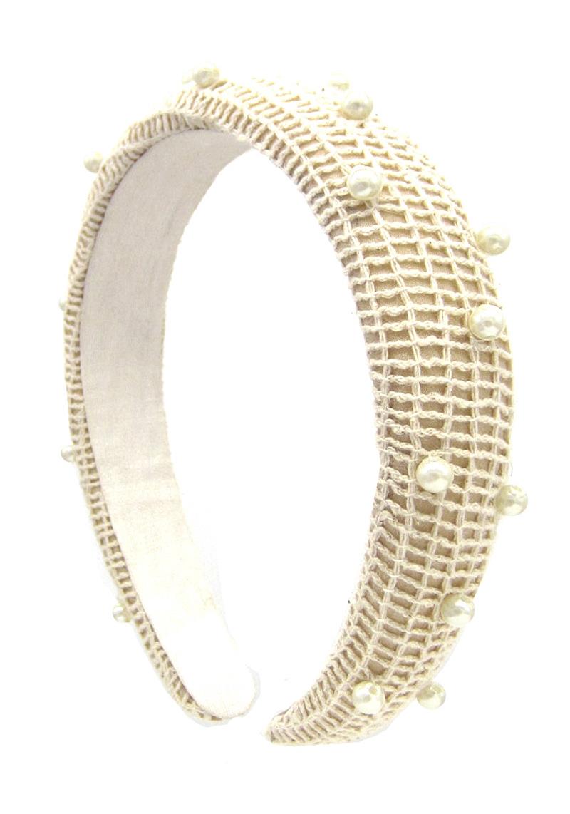 FASHION PEARL STUD WOVEN HAIR HEADBAND