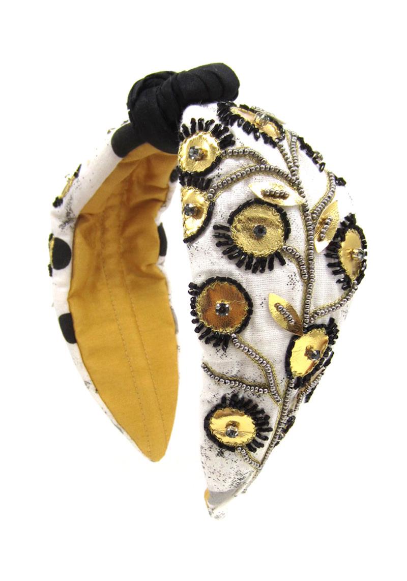 FASHION WIDE SEED BEAD EMBROIDERY HEADBAND