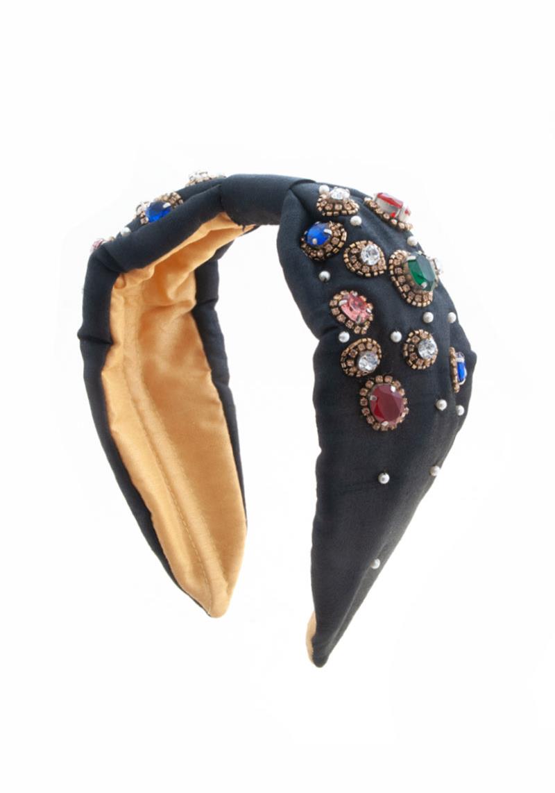 FABRIC COLORFUL STONE STUDDED HEADBAND