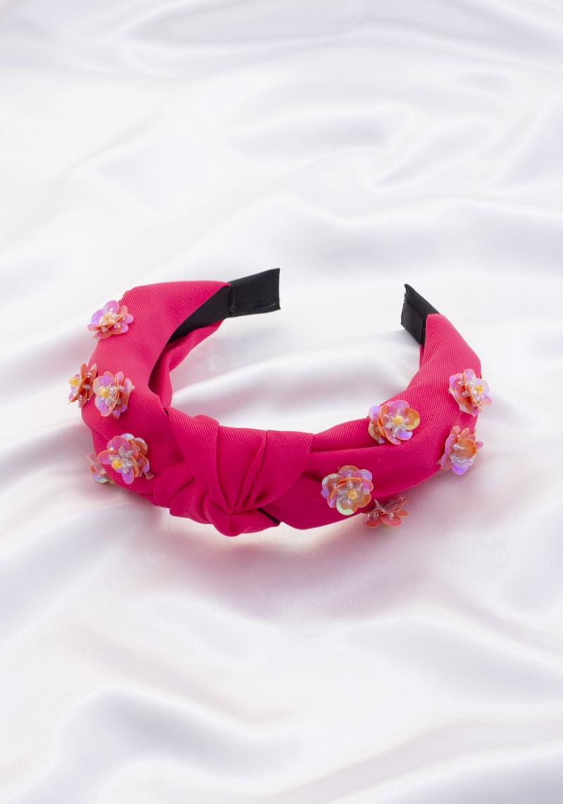 IRIDESCENT FLOWERS KNOT HEADBAND