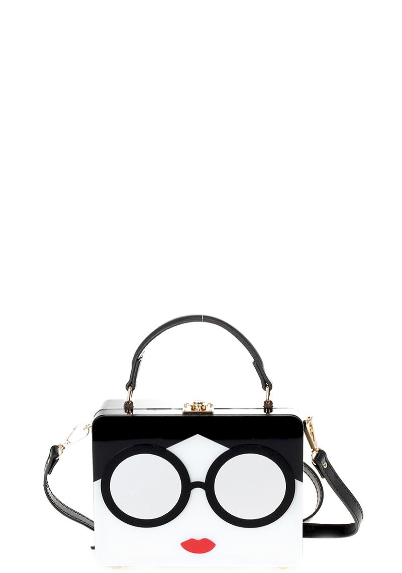 TWO TONE ROUND GLASSES CHIC DESIGN CLUTCH CROSSBODY