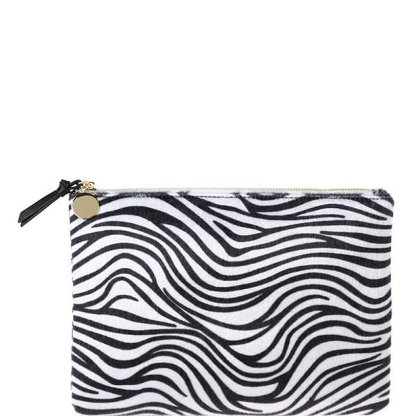 ANIMAL PRINT ZIPPER CLUTCH BAG