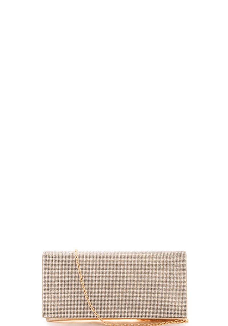 PRINCESS MULTI RHINESTONE CLUTCH WITH CHAIN