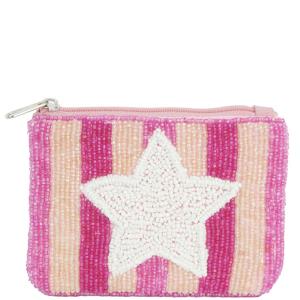 STRIPED COLOR STAR SEED BEAD ZIPPER BAG