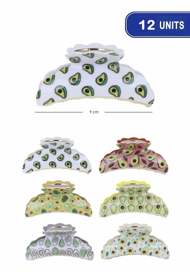 FASHION AVOCADO HAIR CLAW CLIPS (12 UNITS)